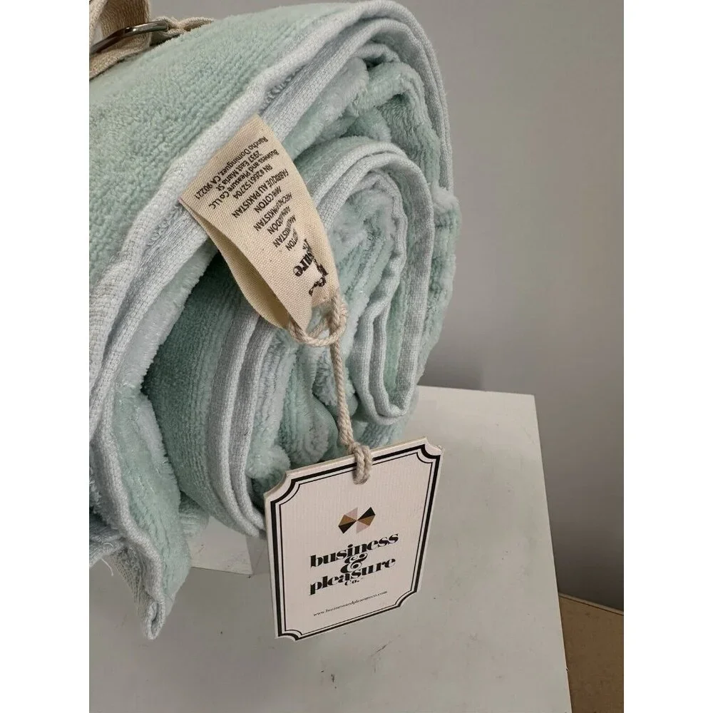 Business & Pleasure Co Luxury Holiday Beach Blanket Checkered Mint Green…